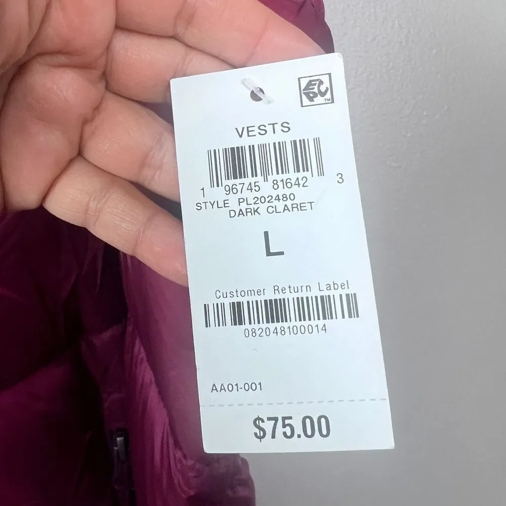 Charter Club Women's Packable Hooded Puffer Vest Garnet Size L - Picture 7 of 9